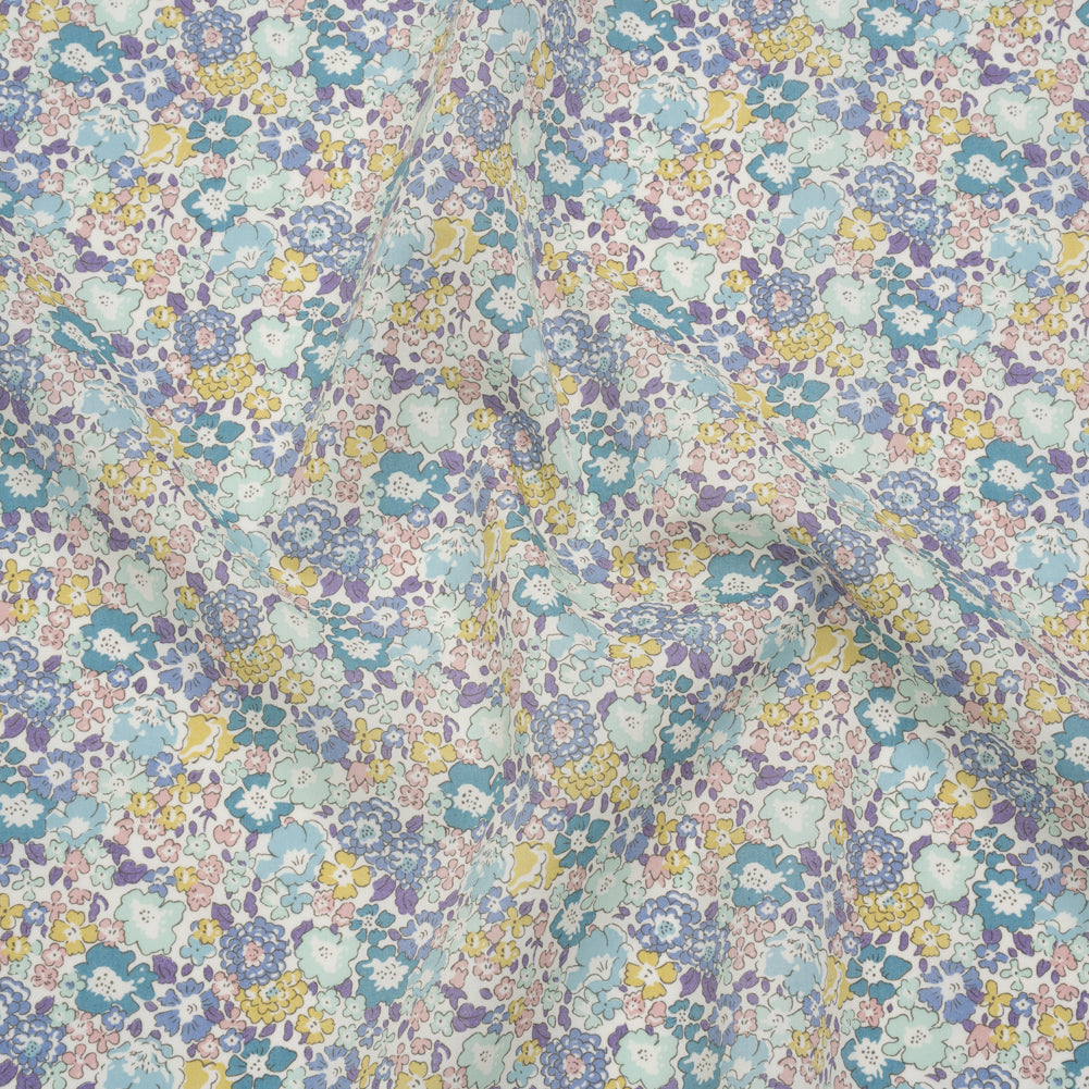 Liberty Fabrics Tana Lawn® - Michelle Turquoise Blue - Turquoise, Light Purple and Sunny Yellow Floral