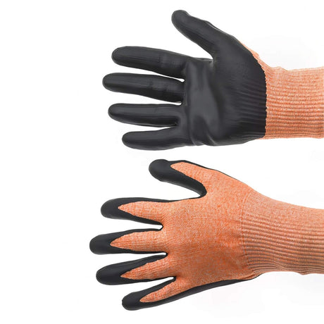 Food Processing Gloves HPPE Reinforced Large Orange Brown Cuff