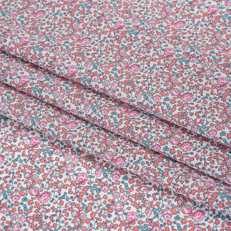 Liberty Fabrics Tana Lawn® - Michelle Eloise Bright Pink - Pink, Coral and Turquoise Little Floral Vines