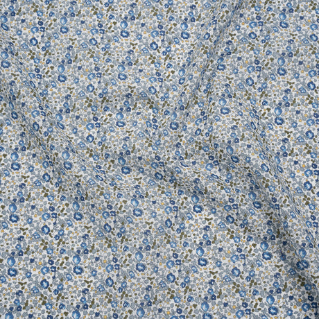 Liberty Fabrics Tana Lawn® - Michelle Eloise Blue - Blue and Olive Green Little Floral Vines