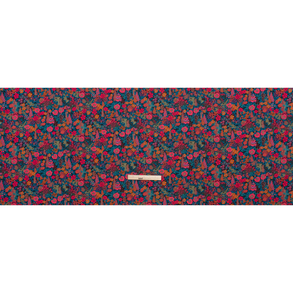 Liberty Fabrics Tana Lawn® - Ciara Pink - Deep Blue, Pink and Orange Flower Garden