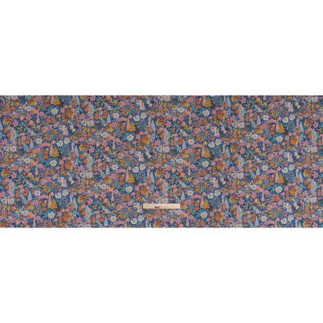 Liberty Fabrics Tana Lawn® - Ciara Dark Blue - Muted Blue, Dark Orange and Rose Pink Flower Garden