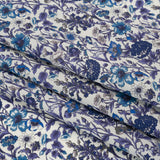 Liberty Fabrics Tana Lawn® - Rachel Blue - Indigo, Sky Blue and Lavender Flowers and Foliage