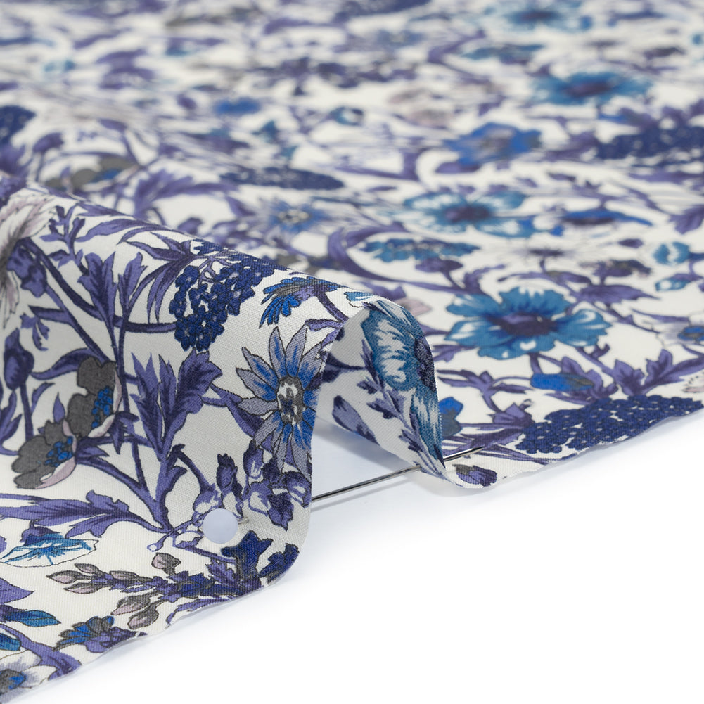 Liberty Fabrics Tana Lawn® - Rachel Blue - Indigo, Sky Blue and Lavender Flowers and Foliage