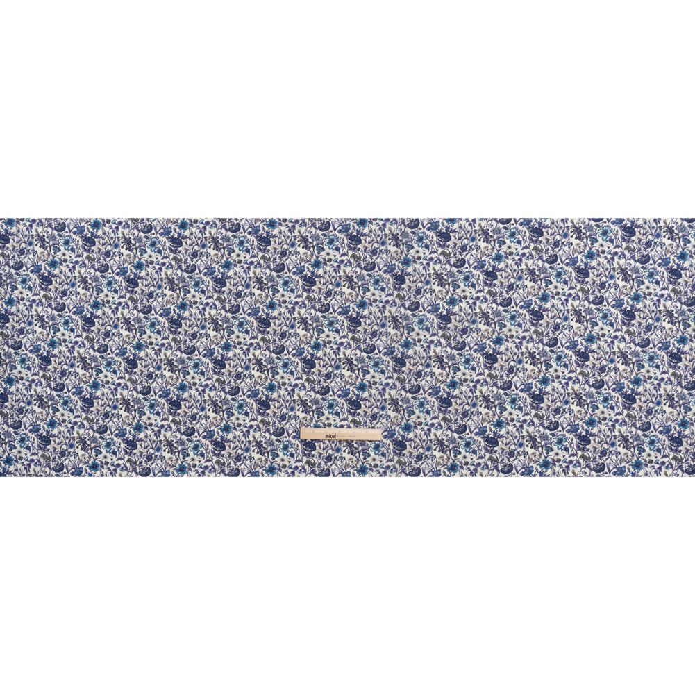 Liberty Fabrics Tana Lawn® - Rachel Blue - Indigo, Sky Blue and Lavender Flowers and Foliage