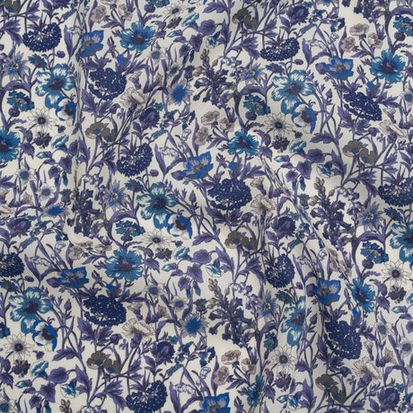 Liberty Fabrics Tana Lawn® - Rachel Blue - Indigo, Sky Blue and Lavender Flowers and Foliage
