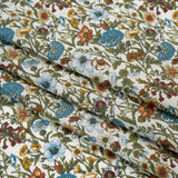 Liberty Fabrics Tana Lawn® - Rachel Multi Neutral - Sky Blue, Olive Green and Brick Red Flowers and Foliage