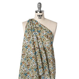 Liberty Fabrics Tana Lawn® - Rachel Multi Neutral - Sky Blue, Olive Green and Brick Red Flowers and Foliage