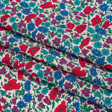 Liberty Fabrics Tana Lawn® - Poppy & Daisy Blue Turquoise - Red, Fuchsia and Bright Blue Fine Lined Illustrated Florals
