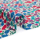 Liberty Fabrics Tana Lawn® - Poppy & Daisy Blue Turquoise - Red, Fuchsia and Bright Blue Fine Lined Illustrated Florals
