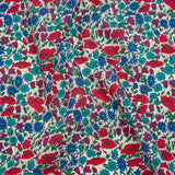 Liberty Fabrics Tana Lawn® - Poppy & Daisy Blue Turquoise - Red, Fuchsia and Bright Blue Fine Lined Illustrated Florals