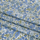 Liberty Fabrics Tana Lawn® - Poppy & Daisy Blue - Sky Blue, Country Blue and Sage Green Fine Lined Illustrated Florals