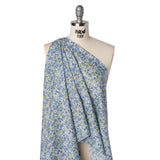 Liberty Fabrics Tana Lawn® - Poppy & Daisy Blue - Sky Blue, Country Blue and Sage Green Fine Lined Illustrated Florals