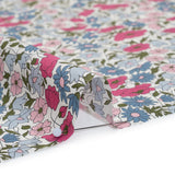 Liberty Fabrics Tana Lawn® - Poppy & Daisy Pink - Baby Pink, Light Blue and Olive Green Fine Lined Illustrated Florals