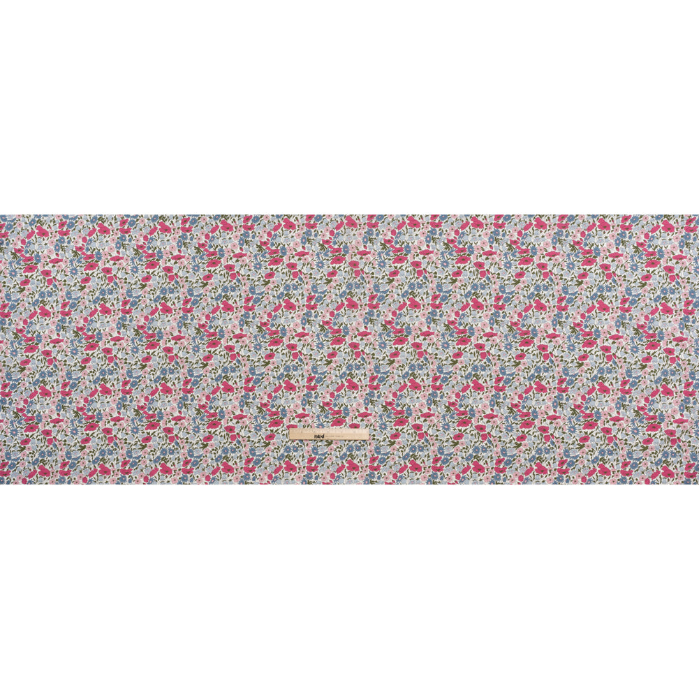 Liberty Fabrics Tana Lawn® - Poppy & Daisy Pink - Baby Pink, Light Blue and Olive Green Fine Lined Illustrated Florals