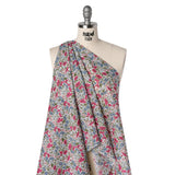 Liberty Fabrics Tana Lawn® - Poppy & Daisy Pink - Baby Pink, Light Blue and Olive Green Fine Lined Illustrated Florals