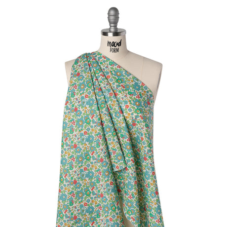 Liberty Fabrics Tana Lawn® - Betsy Blue Turquoise - Turquoise, Pink and Green Floral
