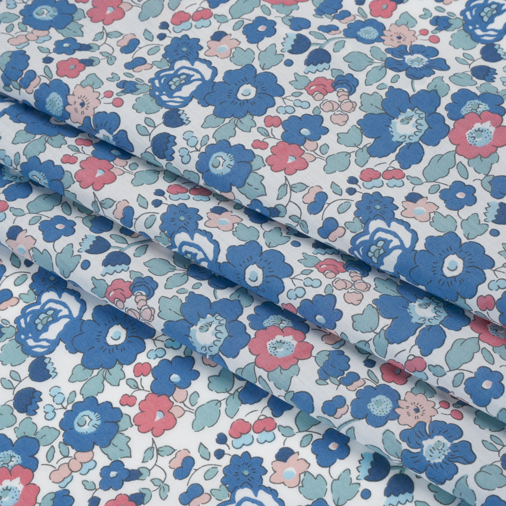 Liberty Fabrics Tana Lawn® - Betsy Blue - Country Blue, Pink and Baby Blue Floral