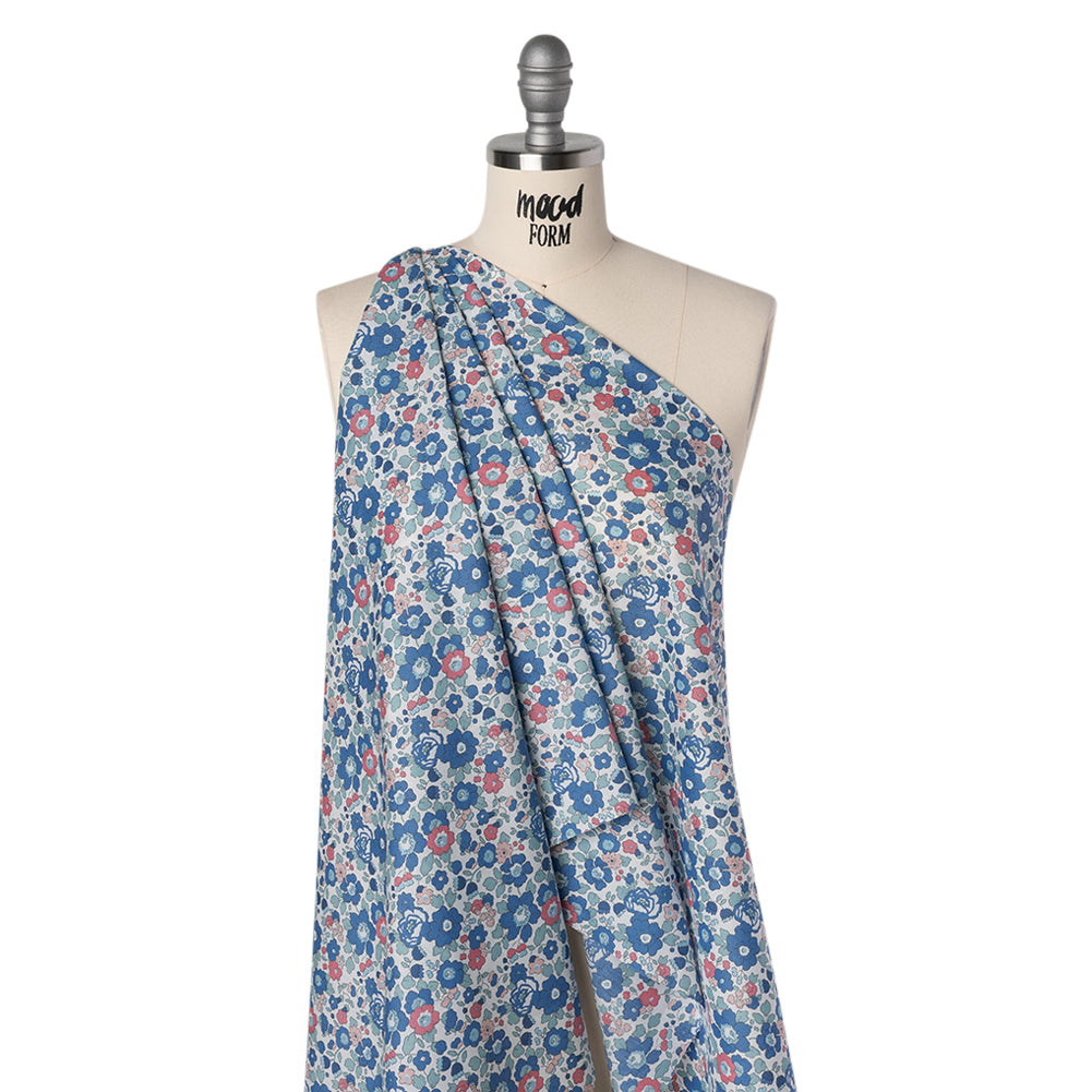 Liberty Fabrics Tana Lawn® - Betsy Blue - Country Blue, Pink and Baby Blue Floral
