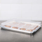 18" x 13" x 1" Half Size Sheet Pan Cover Clear Polypropylene Snap On Airtight Lid