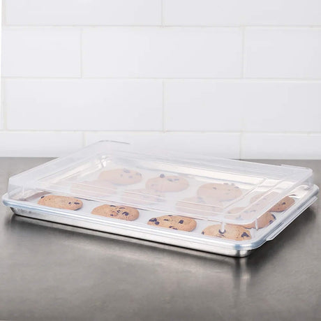 18" x 13" x 1" Half Size Sheet Pan Cover Clear Polypropylene Snap On Airtight Lid