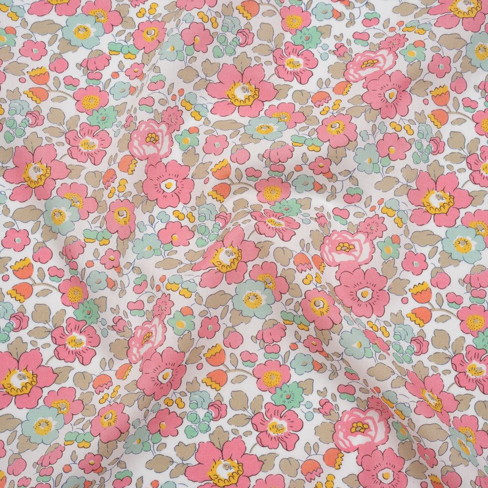 Liberty Fabrics Tana Lawn® - Betsy Light Pink - Pink, Baby Blue and Greenish Beige Floral