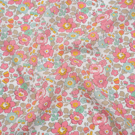 Liberty Fabrics Tana Lawn® - Betsy Light Pink - Pink, Baby Blue and Greenish Beige Floral