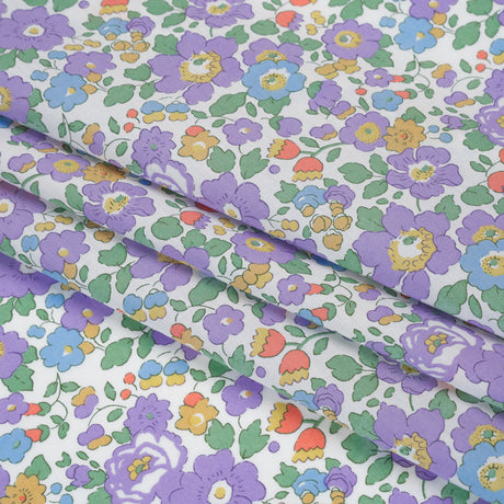 Liberty Fabrics Tana Lawn® - Betsy Purple - Lavender, Baby Blue and Emerald Green Floral