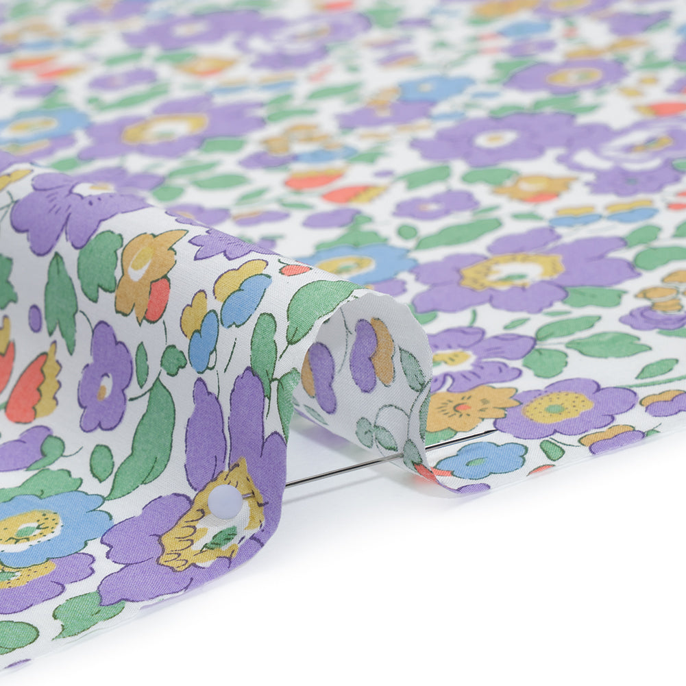 Liberty Fabrics Tana Lawn® - Betsy Purple - Lavender, Baby Blue and Emerald Green Floral