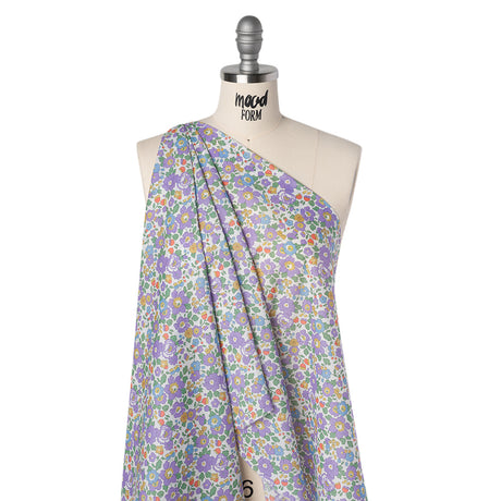 Liberty Fabrics Tana Lawn® - Betsy Purple - Lavender, Baby Blue and Emerald Green Floral