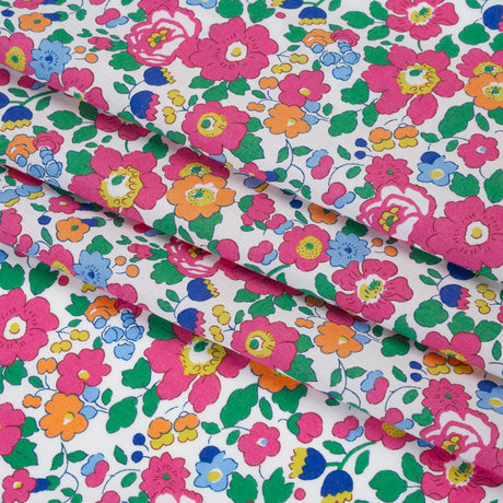 Liberty Fabrics Tana Lawn® - Betsy Pink - Bright Pink, Blue and Kelly Green Floral
