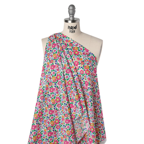 Liberty Fabrics Tana Lawn® - Betsy Pink - Bright Pink, Blue and Kelly Green Floral