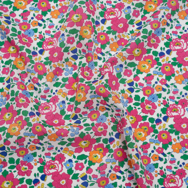 Liberty Fabrics Tana Lawn® - Betsy Pink - Bright Pink, Blue and Kelly Green Floral