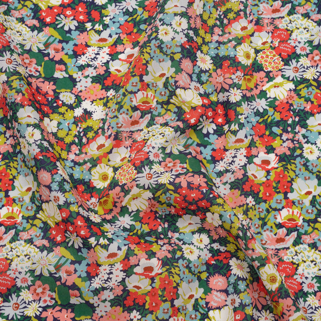 Liberty Fabrics Tana Lawn® - Thorpe Multi Bright - Hot Pink, Yellow and Deep Green Dense Floral