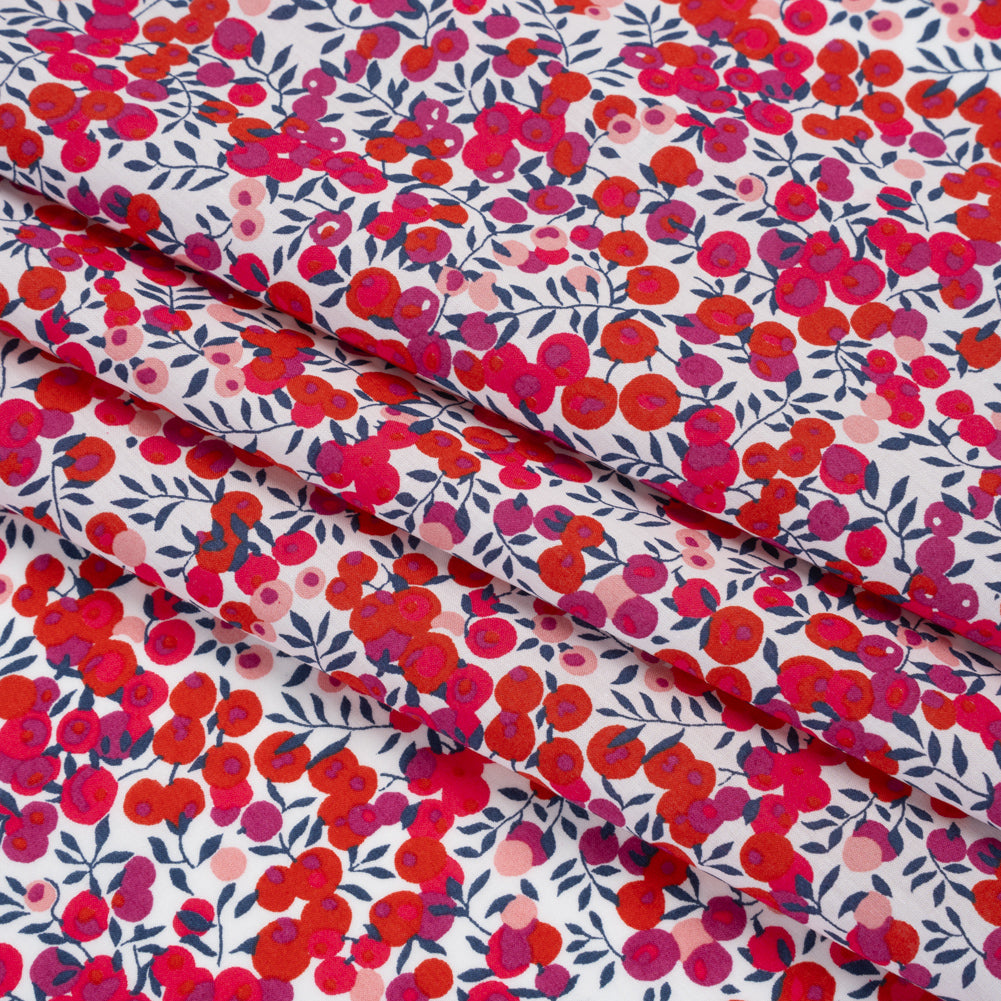 Liberty Fabrics Tana Lawn® - Wiltshire Pink - Pink, Red and Blue Leaves and Berries