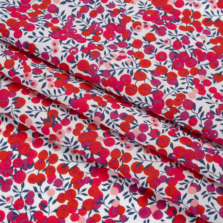 Liberty Fabrics Tana Lawn® - Wiltshire Pink - Pink, Red and Blue Leaves and Berries