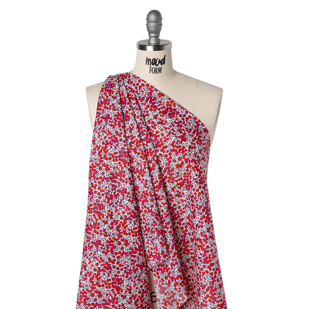 Liberty Fabrics Tana Lawn® - Wiltshire Pink - Pink, Red and Blue Leaves and Berries
