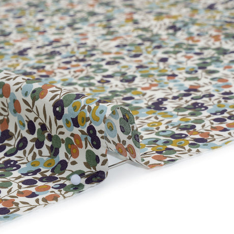 Liberty Fabrics Tana Lawn® - Wiltshire Green - Olive, Sky Blue and Brown Leaves and Berries