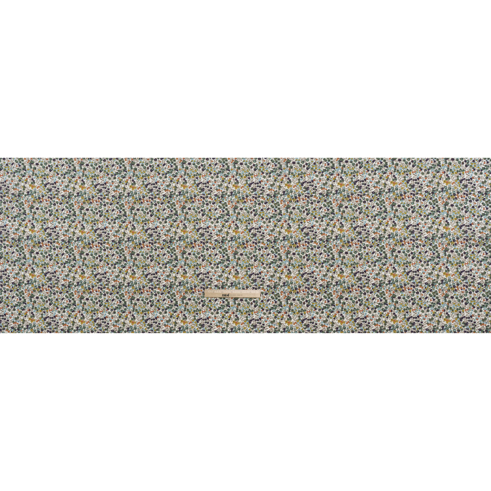 Liberty Fabrics Tana Lawn® - Wiltshire Green - Olive, Sky Blue and Brown Leaves and Berries