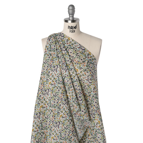 Liberty Fabrics Tana Lawn® - Wiltshire Green - Olive, Sky Blue and Brown Leaves and Berries