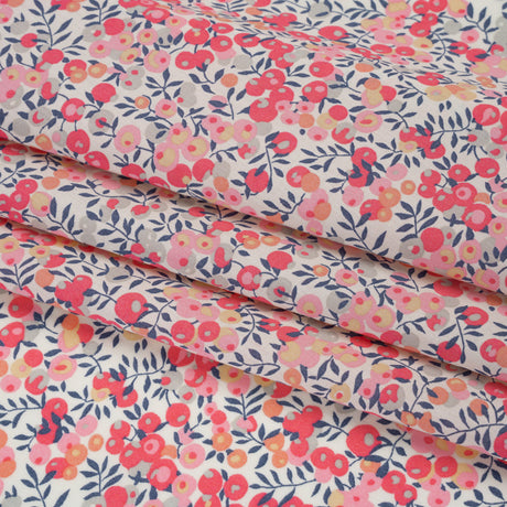 Liberty Fabrics Tana Lawn® - Wiltshire Light Pink - Baby Pink, Coral and Blue Leaves and Berries