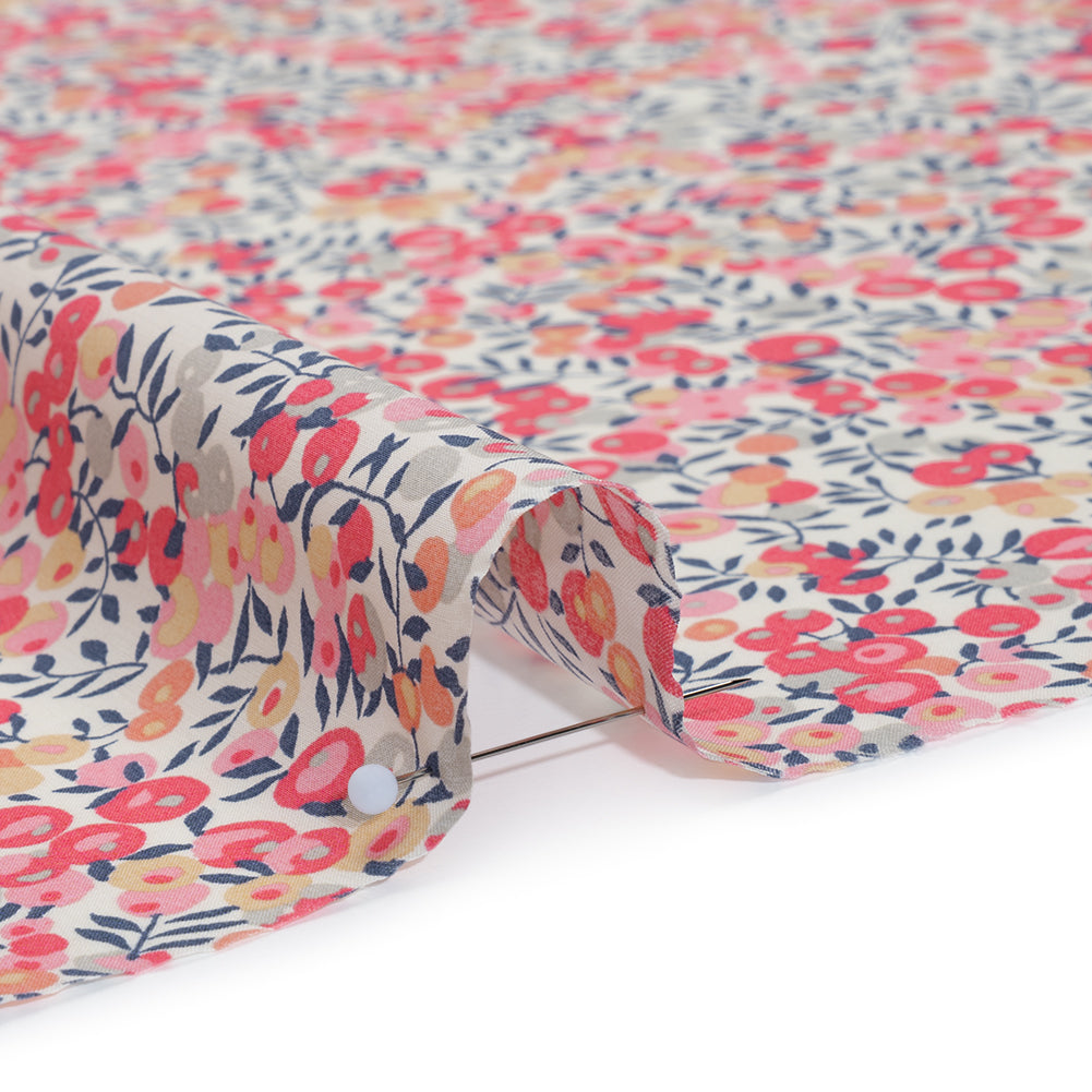 Liberty Fabrics Tana Lawn® - Wiltshire Light Pink - Baby Pink, Coral and Blue Leaves and Berries
