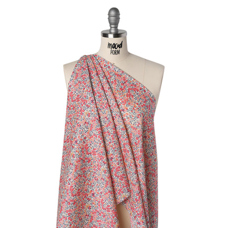 Liberty Fabrics Tana Lawn® - Wiltshire Light Pink - Baby Pink, Coral and Blue Leaves and Berries