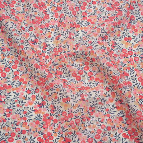 Liberty Fabrics Tana Lawn® - Wiltshire Light Pink - Baby Pink, Coral and Blue Leaves and Berries