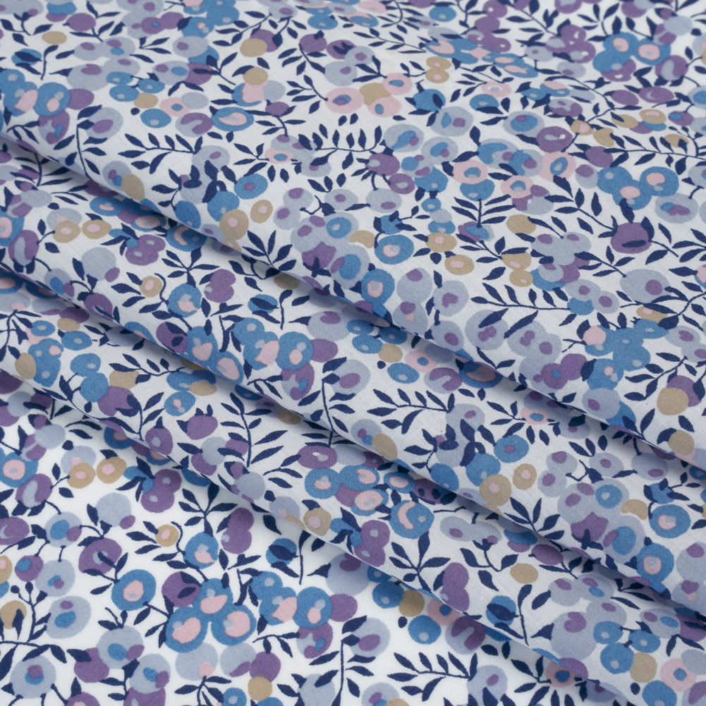 Liberty Fabrics Tana Lawn® - Wiltshire Purple - Lavender, Light Blue and Navy Leaves and Berries