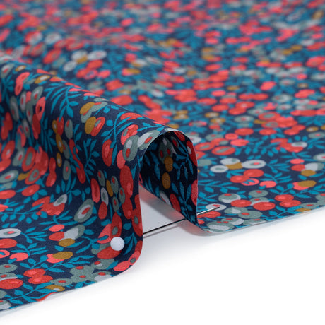 Liberty Fabrics Tana Lawn® - Wiltshire Dark Blue - Navy, Red and Blue Leaves and Berries