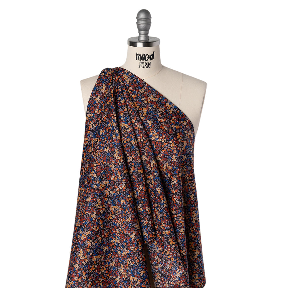 Liberty Fabrics Tana Lawn® - Wiltshire Rust - Rust Red, Orange and Blue Leaves and Berries