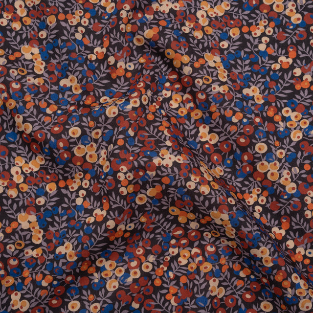Liberty Fabrics Tana Lawn® - Wiltshire Rust - Rust Red, Orange and Blue Leaves and Berries