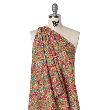 Liberty Fabrics Tana Lawn® - Margaret Annie Pink - Bright Pink, Orange and Yellow Hand Drawn Florals