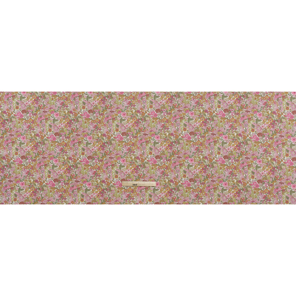 Liberty Fabrics Tana Lawn® - Margaret Annie Light Pink - Baby Pink, Light Orange and Sage Green Hand Drawn Florals